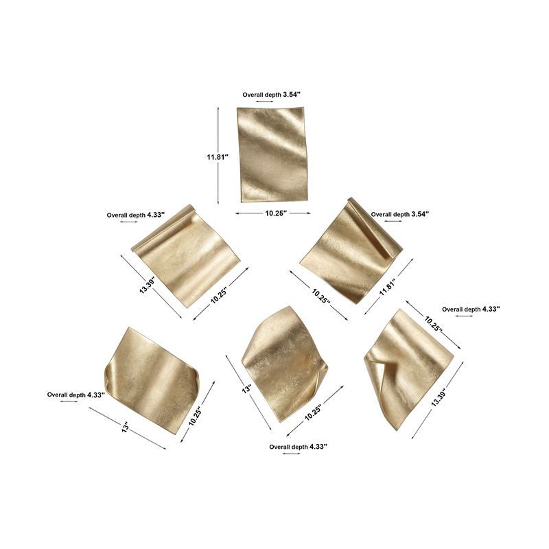 Uttermost Fluttering Pages Contemporary Iron Wall Decor in Gold (Set of 6)