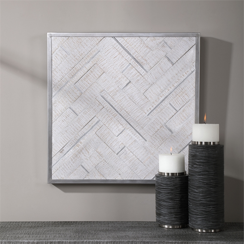 Uttermost Redondo Coastal Wood and Metal Wall Decor in Silver/White