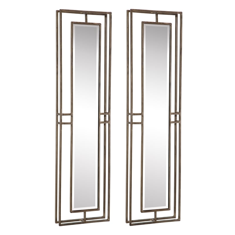 Uttermost Rutledge Contemporary Solid Wood Mirrors in Gold (Set of 2)