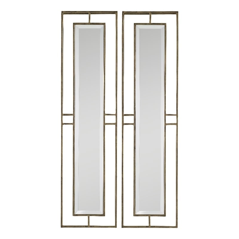 Uttermost Rutledge Contemporary Solid Wood Mirrors in Gold (Set of 2)