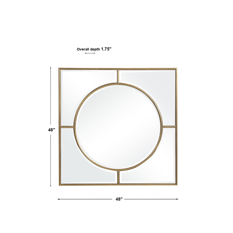 Uttermost Stanford Square Traditional MDF Wood Mirror in Gold