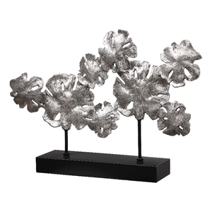Uttermost Contemporary Lotus Aluminum and Iron Sculpture in Black/Silver