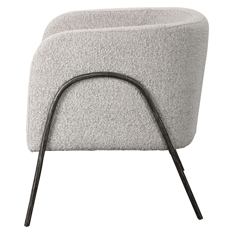 Uttermost Jacobsen Farmhouse Fabric Wood and Iron Accent Chair in Gray/White
