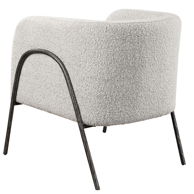 Uttermost Jacobsen Farmhouse Fabric Wood and Iron Accent Chair in Gray/White