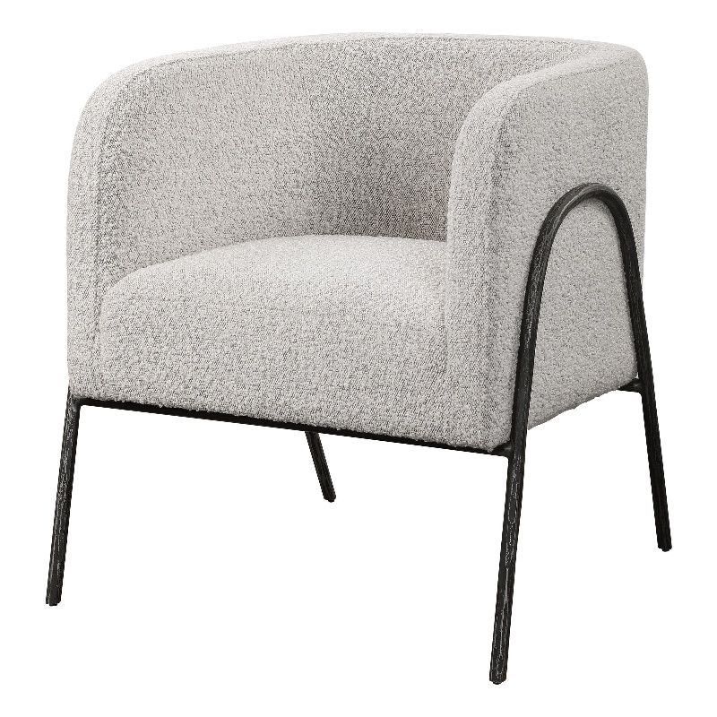 Uttermost Jacobsen Farmhouse Fabric Wood and Iron Accent Chair in Gray/White