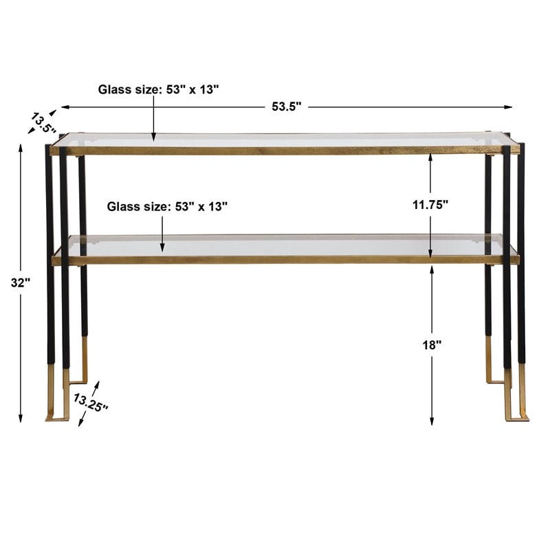 Uttermost Kentmore Contemporary Iron and Glass Console Table in Black/Gold