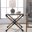Uttermost Braddock Coastal Iron Glass and Rope Accent Table in Black