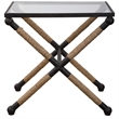 Uttermost Braddock Coastal Iron Glass and Rope Accent Table in Black