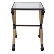 Uttermost Braddock Coastal Iron Glass and Rope Accent Table in Black