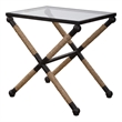 Uttermost Braddock Coastal Iron Glass and Rope Accent Table in Black