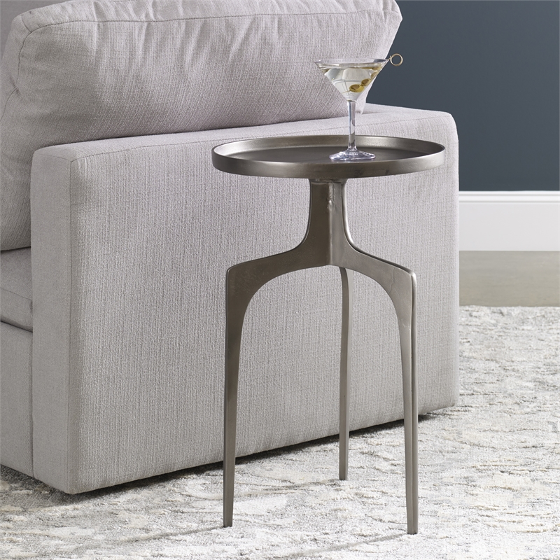 Uttermost Kenna Contemporary Aluminum Accent Table in Nickel