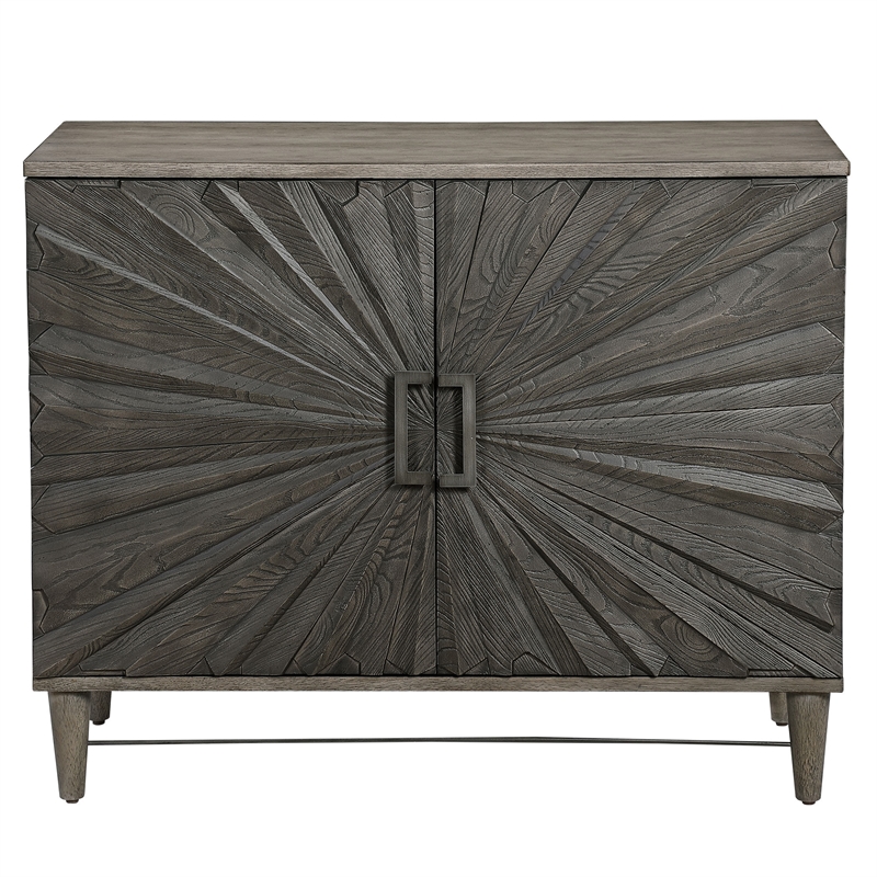 Uttermost Shield 2-Door Farmhouse Wood and Metal Cabinet in Brown/Gray