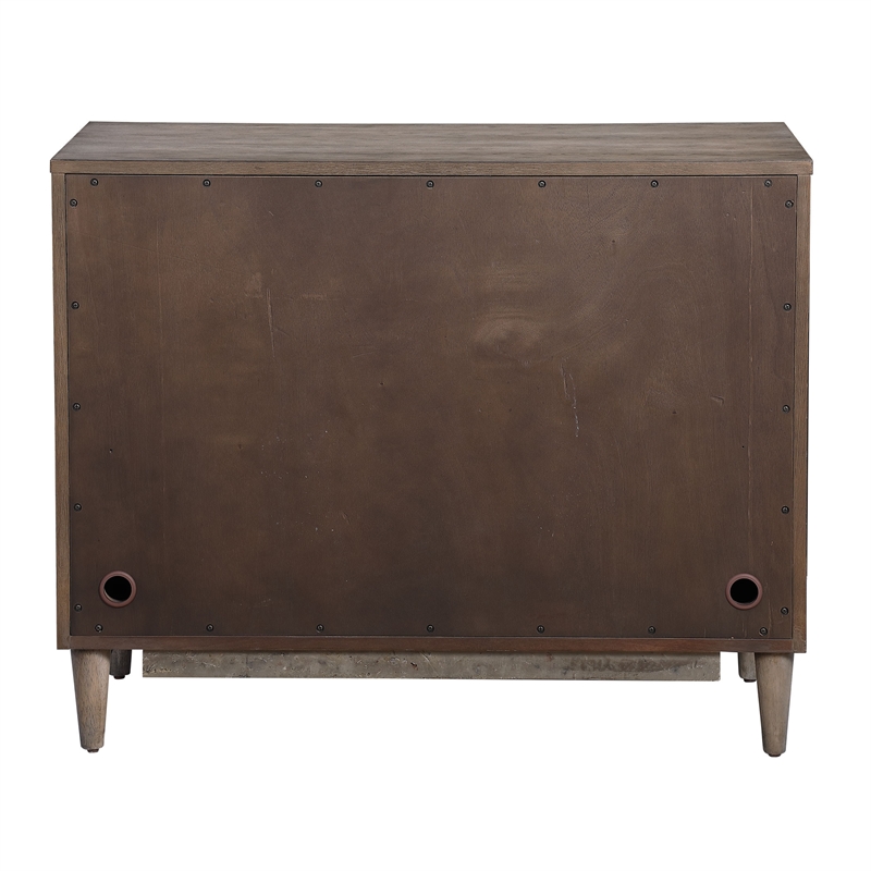 Uttermost Shield 2-Door Farmhouse Wood and Metal Cabinet in Brown/Gray
