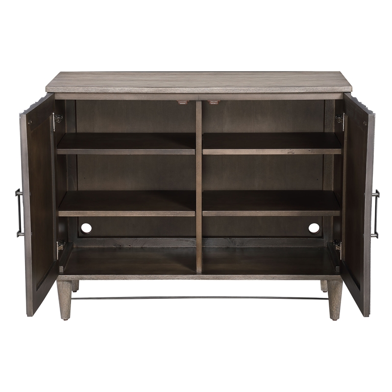 Uttermost Shield 2-Door Farmhouse Wood and Metal Cabinet in Brown/Gray