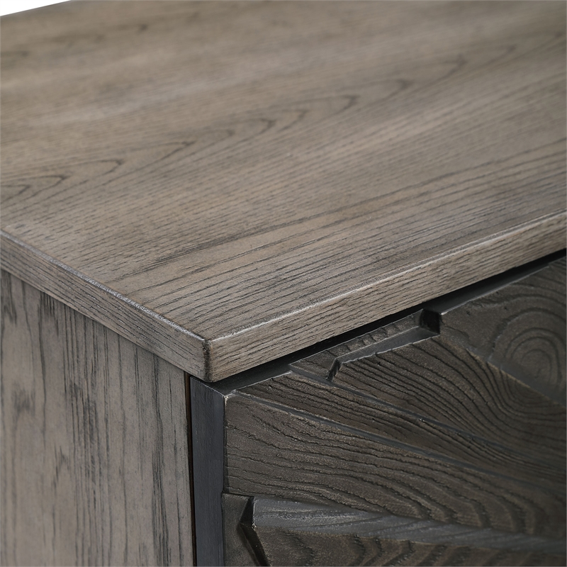 Uttermost Shield 2-Door Farmhouse Wood and Metal Cabinet in Brown/Gray