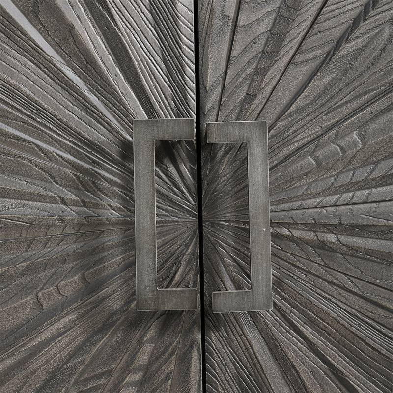Uttermost Shield 2-Door Farmhouse Wood and Metal Cabinet in Brown/Gray