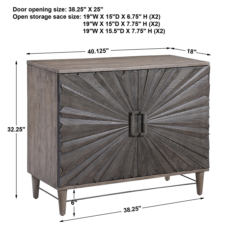 Uttermost Shield 2-Door Farmhouse Wood and Metal Cabinet in Brown/Gray