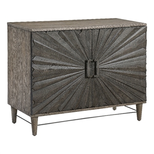 Uttermost Shield 2-Door Farmhouse Wood and Metal Cabinet in Brown/Gray