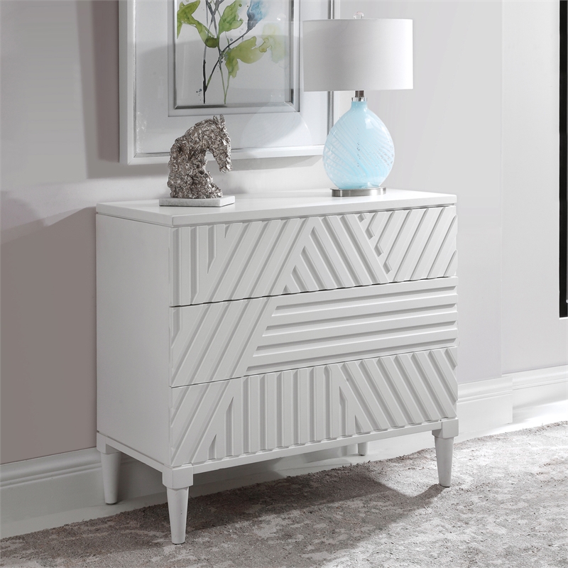 Uttermost Colby Contemporary MDF and Wood Drawer Chest in White