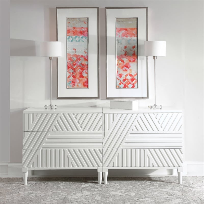 Uttermost Colby Contemporary MDF and Wood Drawer Chest in White