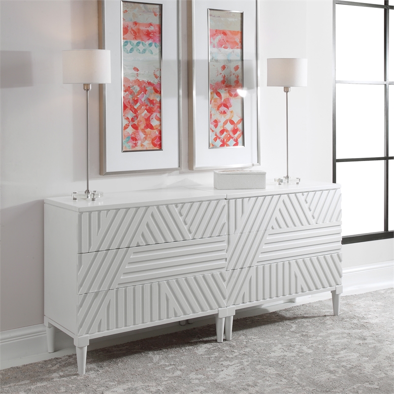 Uttermost Colby Contemporary MDF and Wood Drawer Chest in White