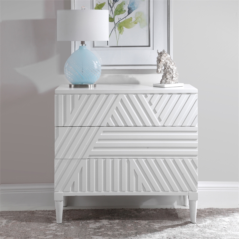 Uttermost Colby Contemporary MDF and Wood Drawer Chest in White