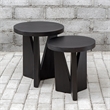 Uttermost Nadette Contemporary Wood Nesting Tables in Black/Woodtone (Set of 2)
