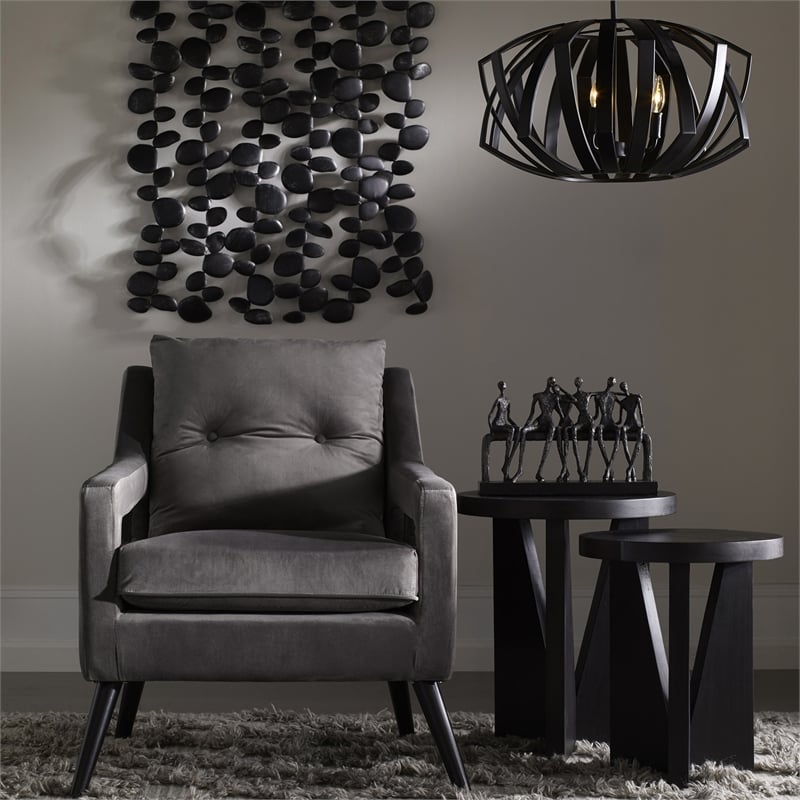 Uttermost Nadette Contemporary Wood Nesting Tables in Black/Woodtone (Set of 2)