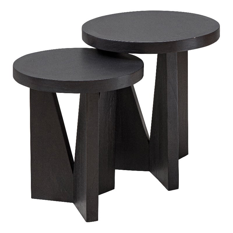Uttermost Nadette Contemporary Wood Nesting Tables in Black/Woodtone (Set of 2)