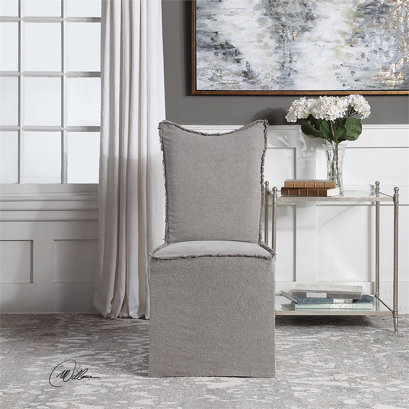 Uttermost Narissa Contemporary Fabric Armless Chairs in Gray (Set of 2)