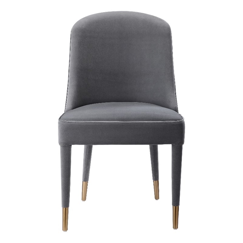 Uttermost Brie Stainless Steel and Fabric Armless Chair in Gray (Set of 2)