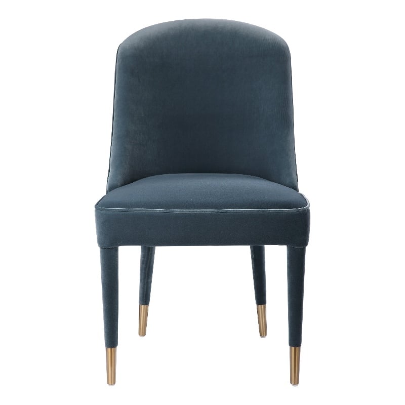 Uttermost Brie Stainless Steel and Fabric Armless Chair in Blue (Set of 2)