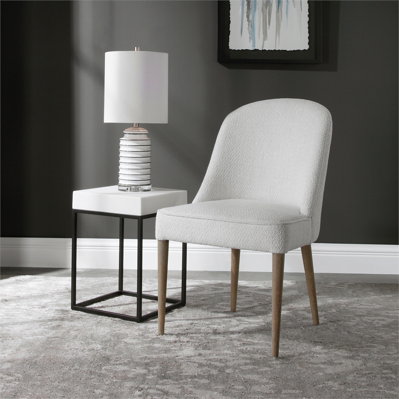 Uttermost Brie Contemporary Wood and Fabric Armless Chair in White (Set of 2)
