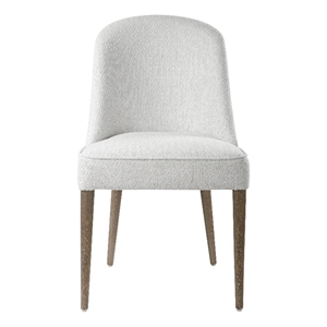 Uttermost Brie Contemporary Wood and Fabric Armless Chair in White (Set of 2)