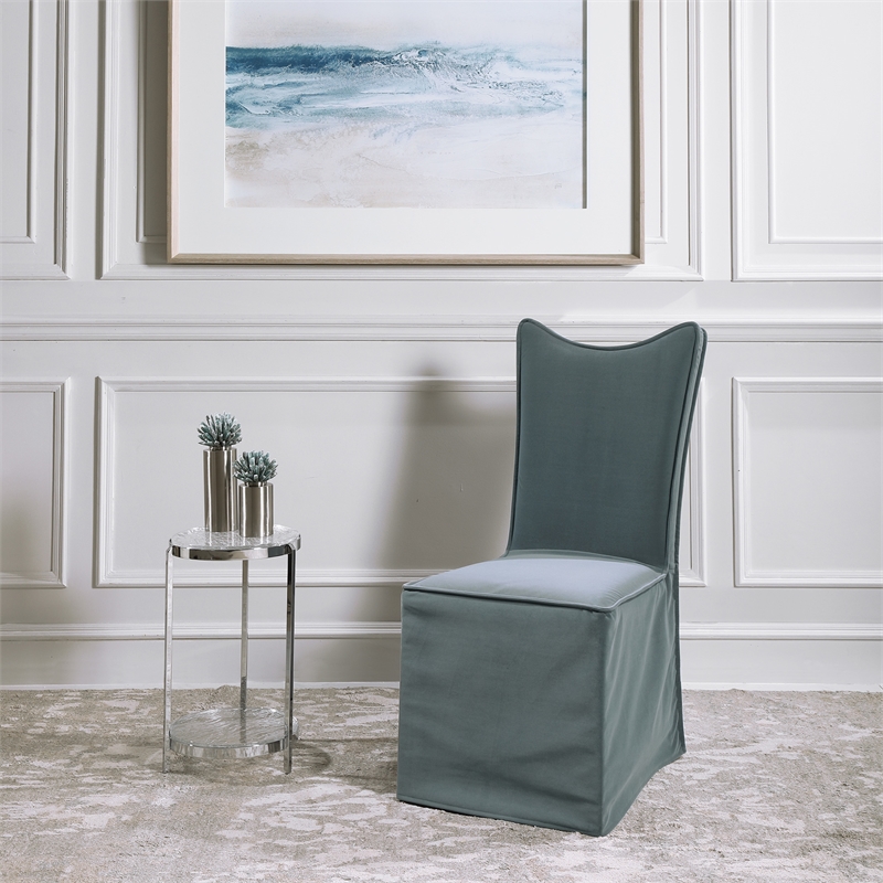 Uttermost Delroy Contemporary Fabric Armless Chairs in Blue/Gray (Set of 2)