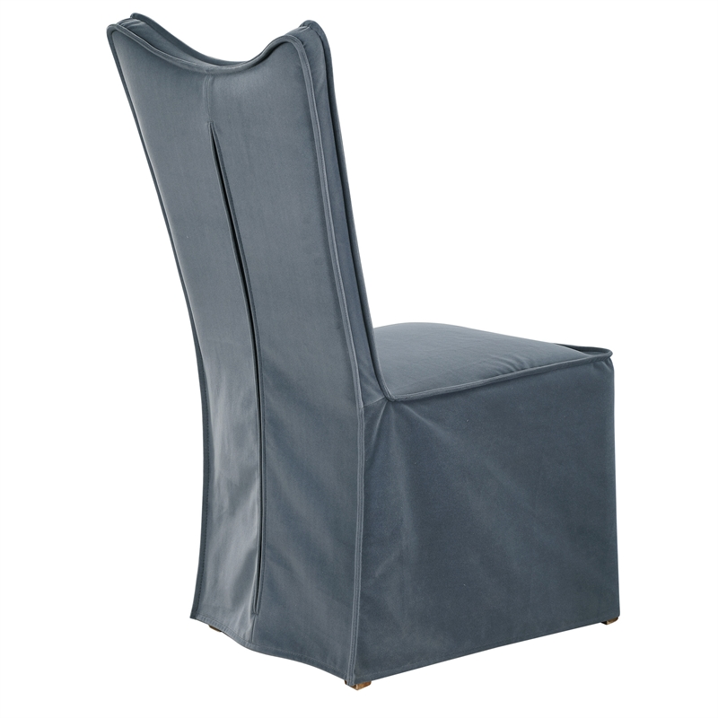 Uttermost Delroy Contemporary Fabric Armless Chairs in Blue/Gray (Set of 2)