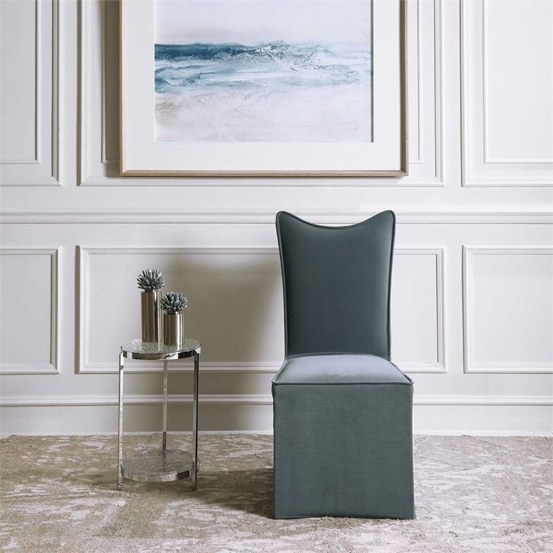 Uttermost Delroy Contemporary Fabric Armless Chairs in Blue/Gray (Set of 2)