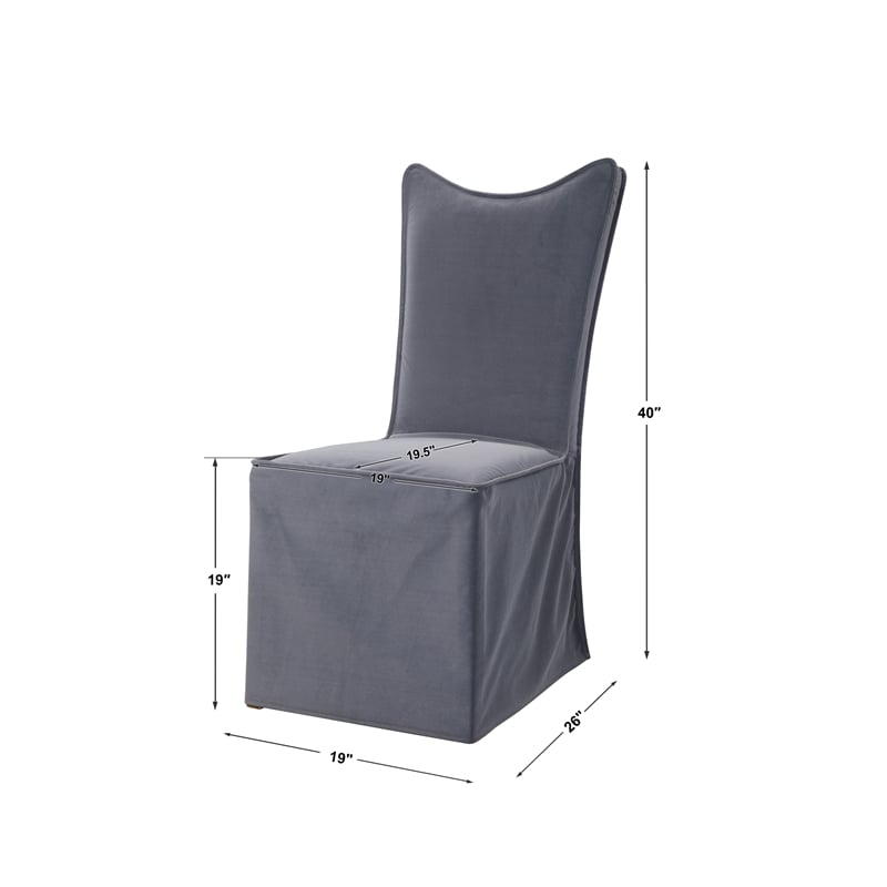 Uttermost Delroy Contemporary Fabric Armless Chairs in Blue/Gray (Set of 2)