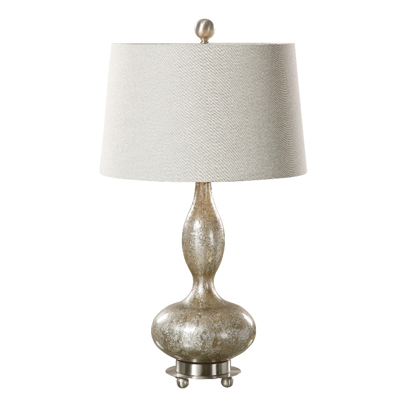 Uttermost Vercana Glass and Metal Table Lamp in Brown/Silver (Set of 2)