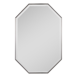 Uttermost Stuartson Stainless Steel Glass and MDF Vanity Mirror in Nickel