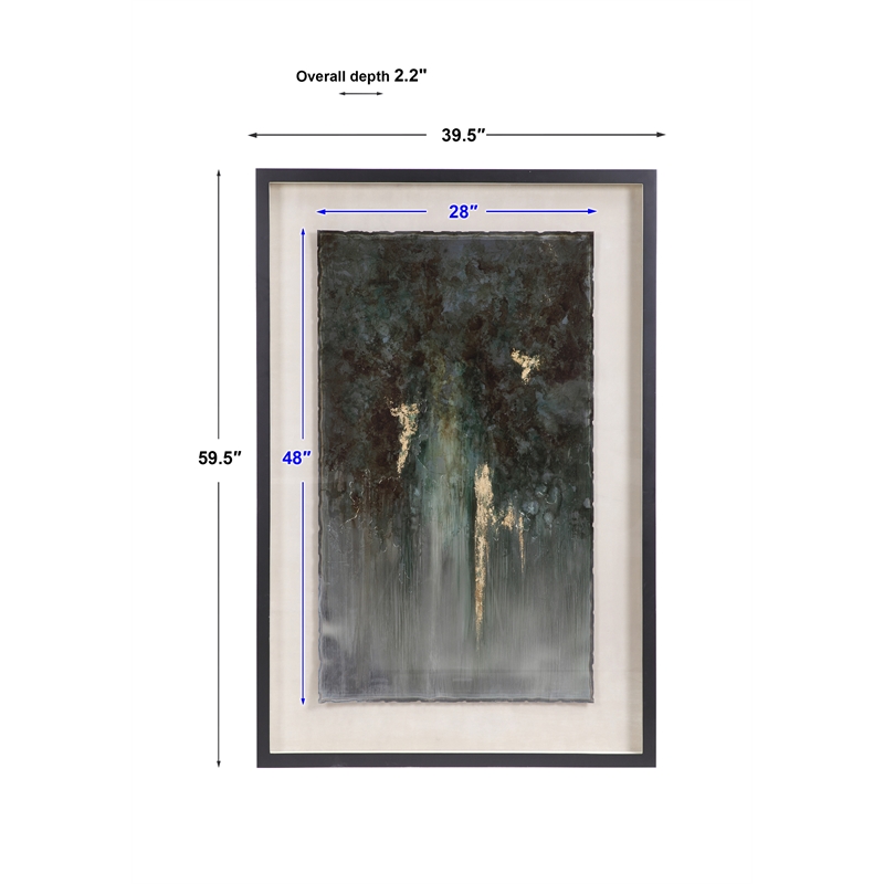 Uttermost Rustic Patina Grande Glass Wood Framed Print in Black/Gold/Green