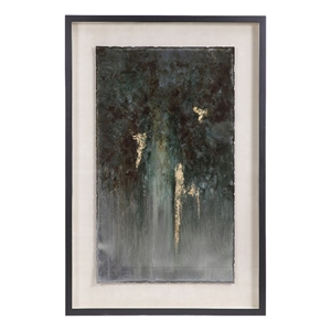 Uttermost Rustic Patina Grande Glass Wood Framed Print in Black/Gold/Green