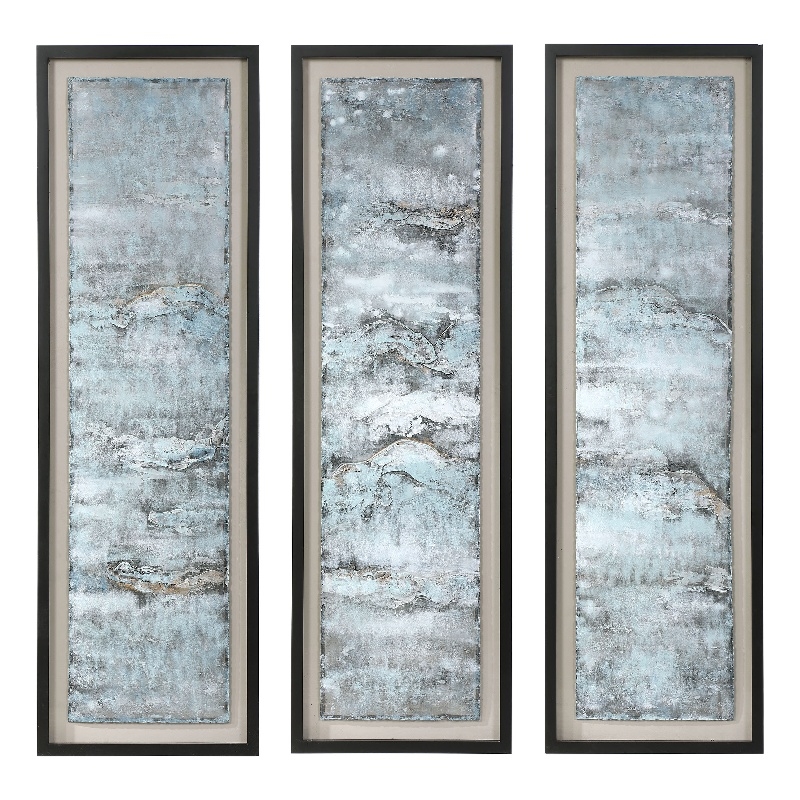 Uttermost Ocean Swell Iron MDF Framed Prints - Black/Blue/Gold/Silver (Set of 3)