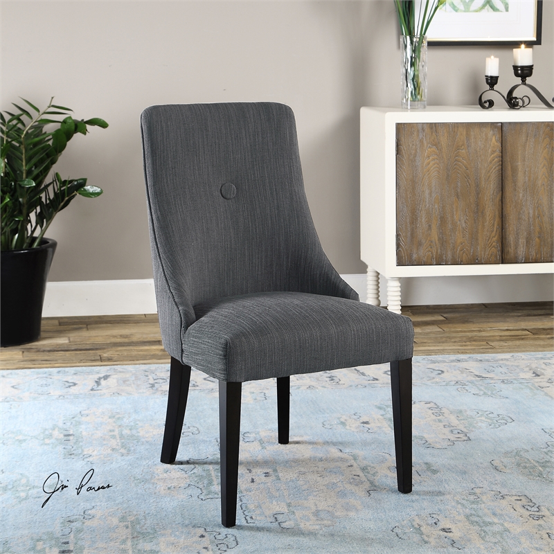 Uttermost Patamon Wood and Fabric Armless Chairs in Gray/Woodtone (Set of 2)