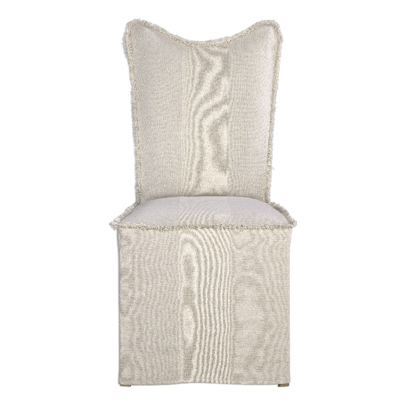 Uttermost Lenore Linen and Cotton Armless Chairs in Brown (Set of 2)