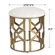 Uttermost Trellis Contemporary Iron MDF and Fabric Accent Stool in Brass/White