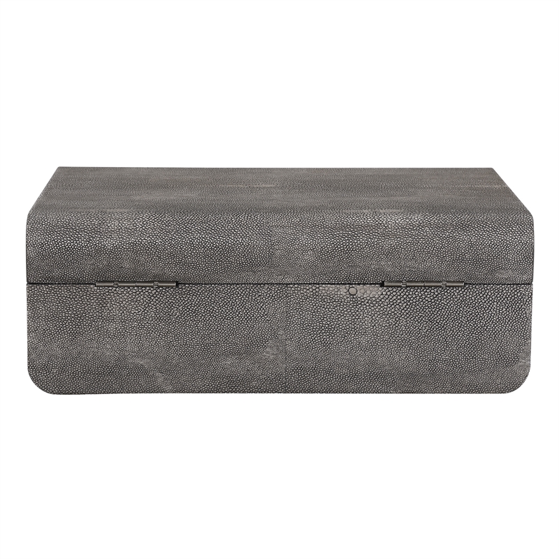 Uttermost Lalique Contemporary Wood Faux Shagreen Art Deco Box in Gray