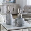 Uttermost Storm Contemporary Iron and Glass Bottles in Silver (Set of 2)