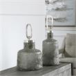 Uttermost Storm Contemporary Iron and Glass Bottles in Silver (Set of 2)