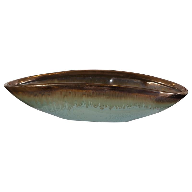 Uttermost Iroquois Transitional Earthenware Bowl in Mint Green/Chocolate Brown
